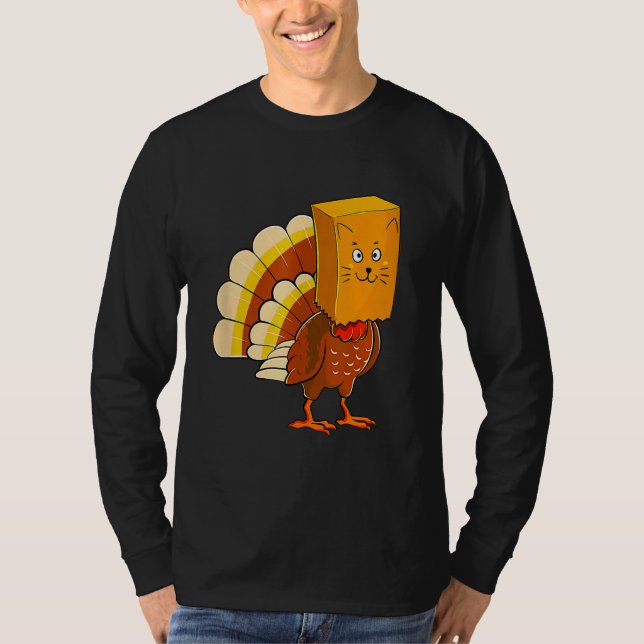 Camiseta Thanksgiving Turkey Fake Cat Meow  Cat Thanksgivin (Frente)