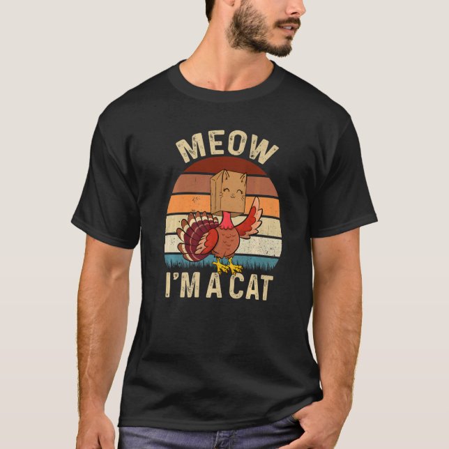 Camiseta Thanksgiving  Turkey Fake Cat Retro Vinage Cats (Frente)