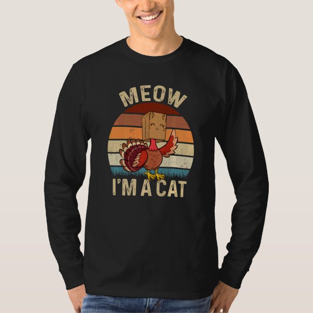 Camiseta Thanksgiving  Turkey Fake Cat Retro Vinage Cats (Frente)