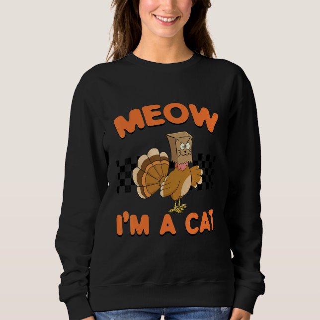 Camiseta Thanksgiving Turkey Fake Cat Women Men Kids Retro  (Frente)