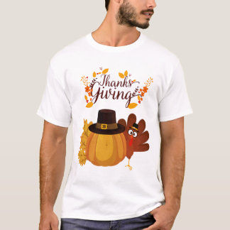 Camiseta Thanksgiving Turkey & Pumpkin T‑Shirt