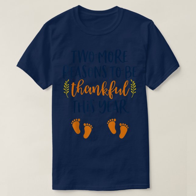 Camiseta Thanksgiving Twin Pregnancy Announcement  Baby Rev (Frente do Design)