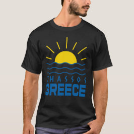 Camiseta Thassos Grécia Sol e Negro marinho