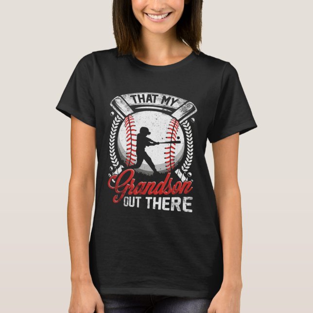 Camiseta That's My Grandson Out There Baseball Grandma Moth (Frente)