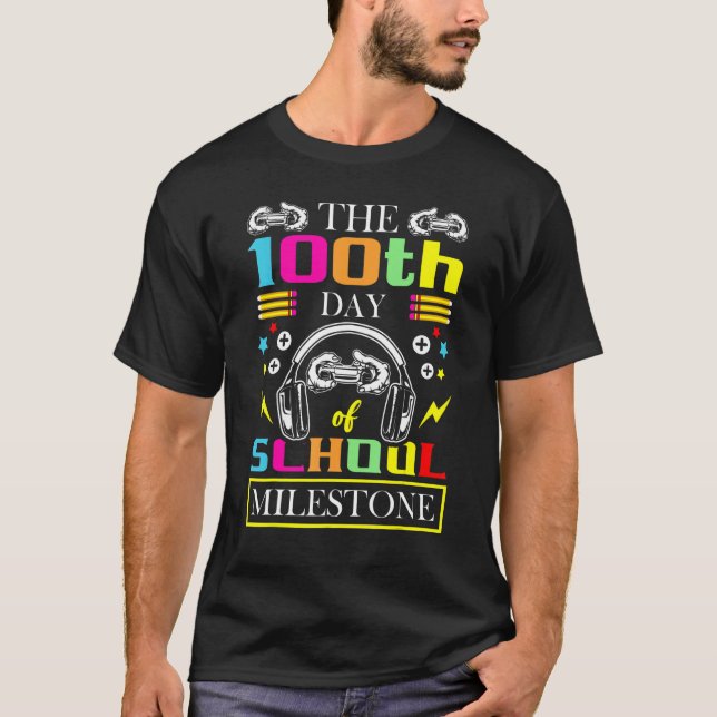 Camiseta The 100th Day Of School Milestone Game Player Kid  (Frente)