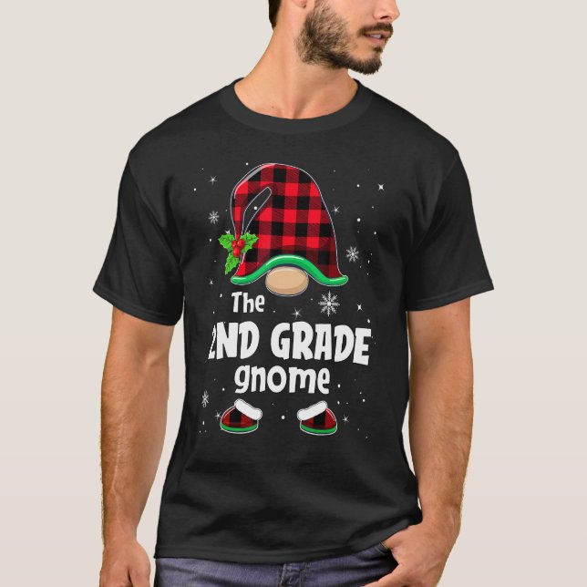 Camiseta The 2nd Grade Gnome Buffalo Plaid Christmas Matchi (Frente)