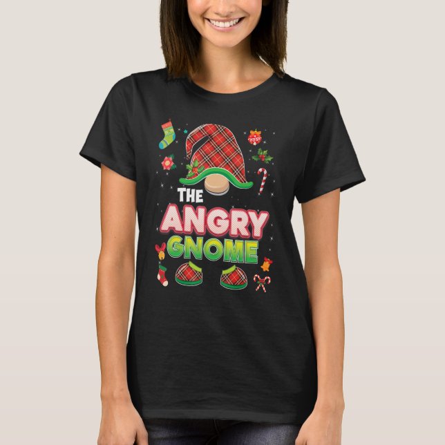 Camiseta The Angry Gnome Buffalo Plaid Matching Christmas P (Frente)