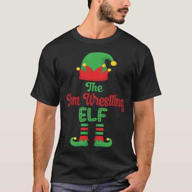 Camiseta The arm wrestling elf matching family group for fa (Frente)