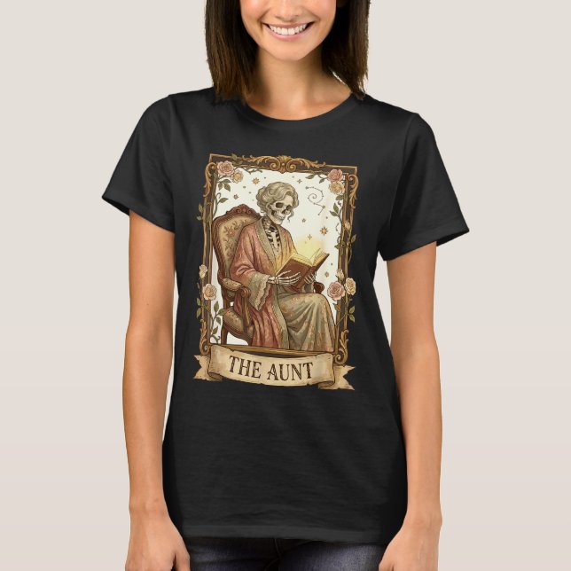 Camiseta The Aunt Tarot Card Women Skeleton Aunty Book Love (Frente)