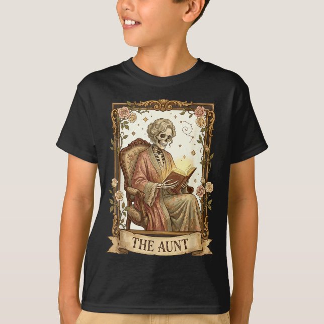 Camiseta The Aunt Tarot Card Women Skeleton Aunty Book Love (Frente)