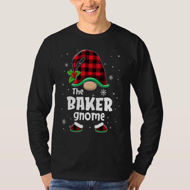 Camiseta The Baker Gnome Buffalo Plaid Christmas Matching F (Frente)