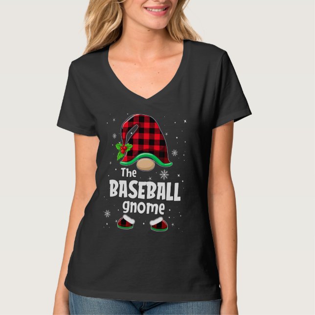 Camiseta The Baseball Gnome Buffalo Plaid Christmas Matchin (Frente)