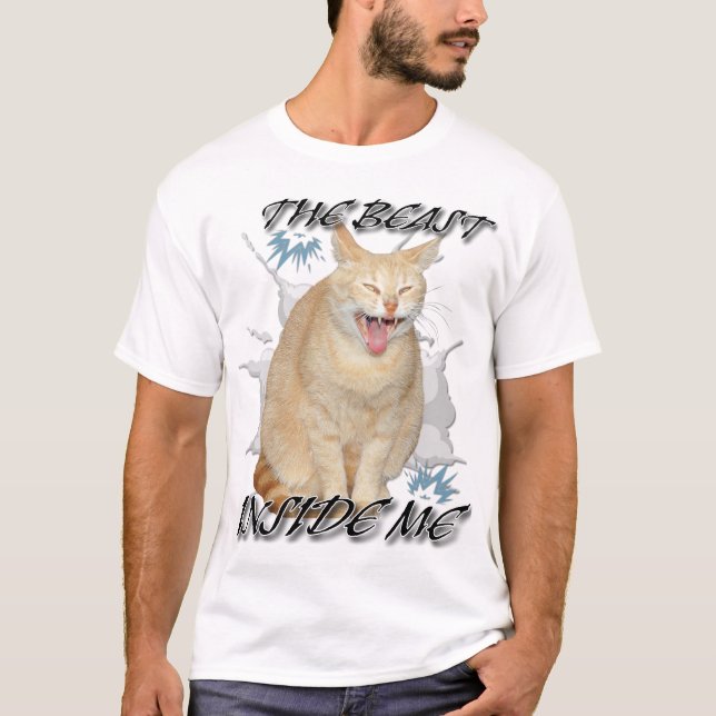 Camiseta The Beast Inside Me funny meme cat shirt (Frente)
