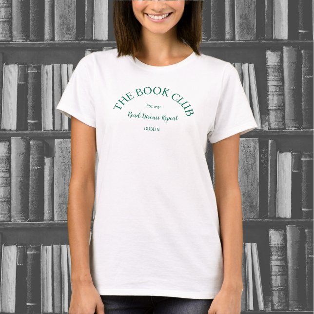 Camiseta The Book Club Green Crest Ler Discussão Repetir (Criador carregado)