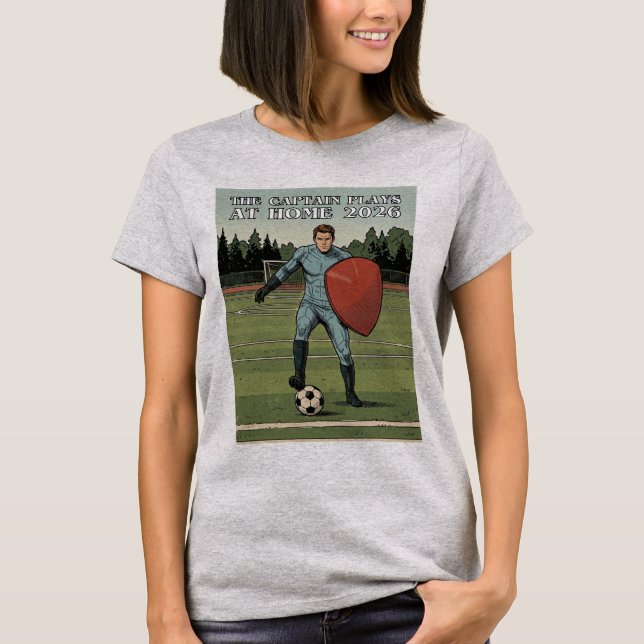 Camiseta The Captain Plays at Home 2026 — Retro Comic (Frente)