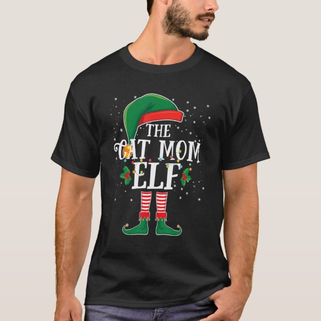 Camiseta The Cat Mom Elf Family Group Matching Christmas Pa (Frente)
