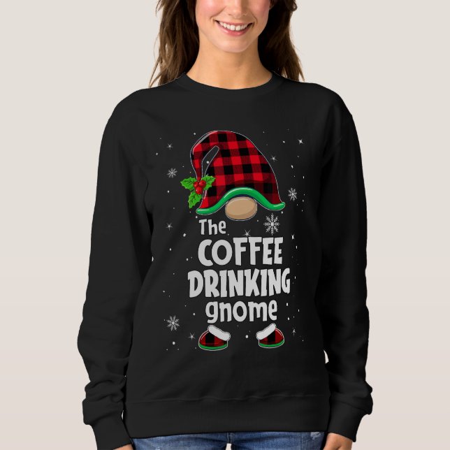 Camiseta The Coffee Drinking Gnome Buffalo Plaid Christmas  (Frente)