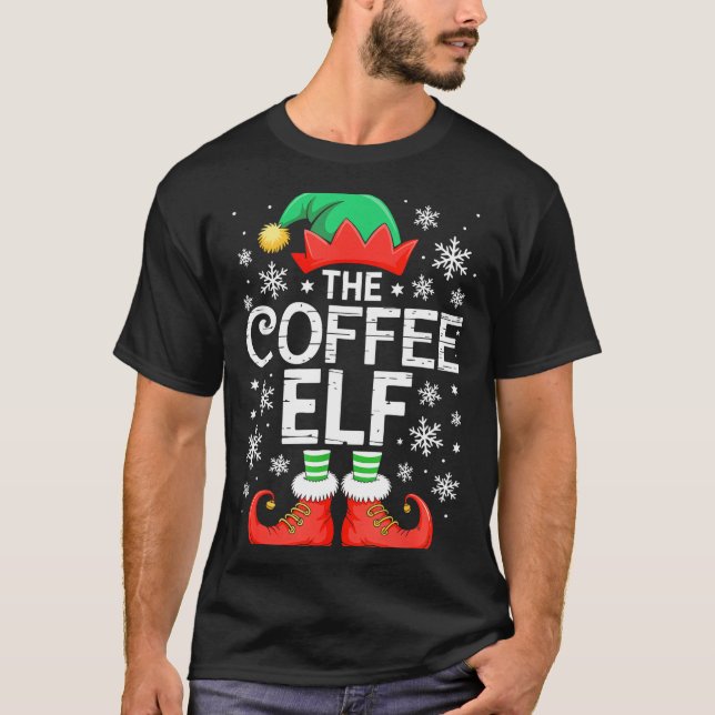 Camiseta The Coffee Elf Shirt Men Women Family Matching Chr (Frente)