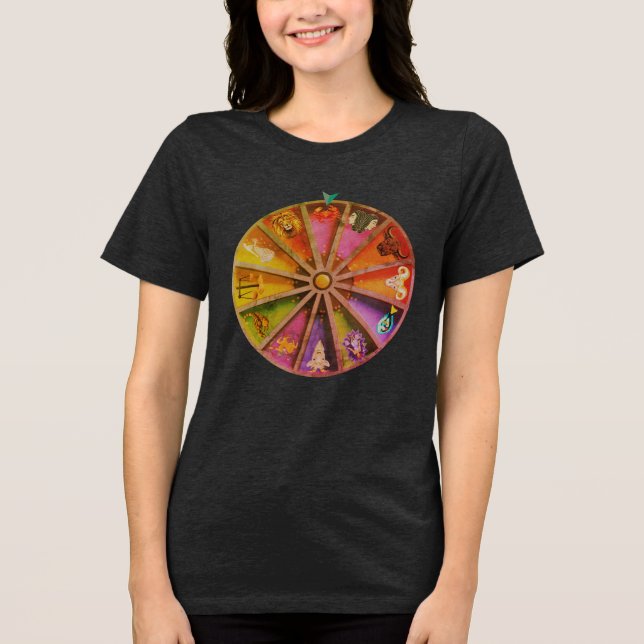 Camiseta The Crab (Cancer) on the Zodiac Wheel (Frente)