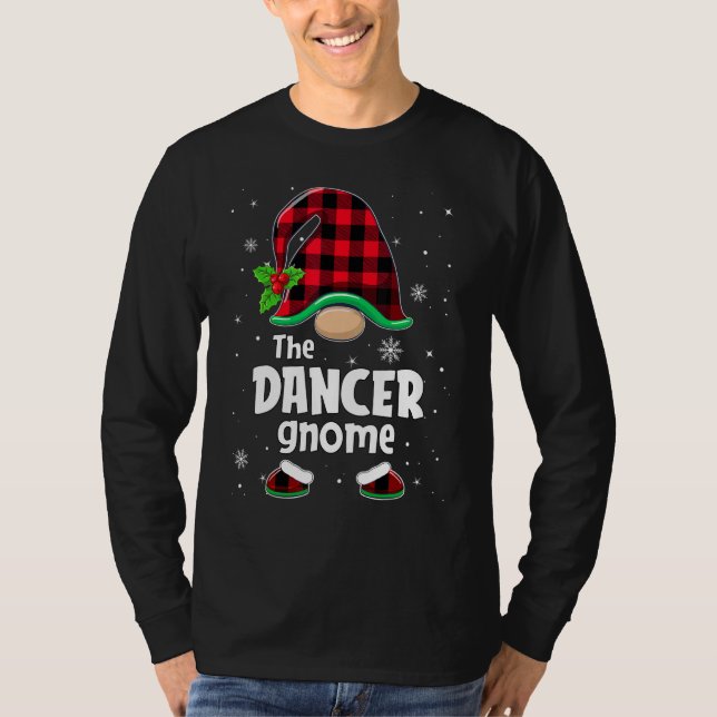 Camiseta The Dancer Gnome Buffalo Plaid Christmas Matching  (Frente)
