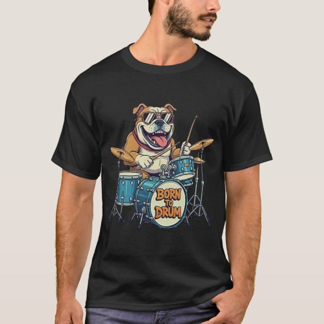 Camiseta The Dog Drummer - Born To Drum (Frente)