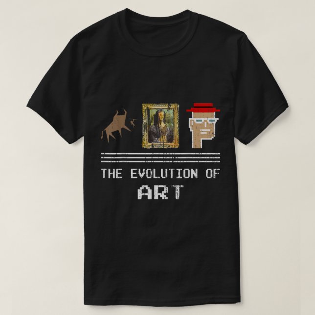 Camiseta The Evolution of Art Funny NFT Design (Frente do Design)