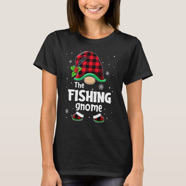Camiseta The Fishing Gnome Buffalo Plaid Christmas Matching (Frente)