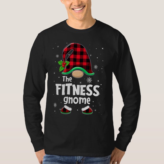 Camiseta The Fitness Gnome Buffalo Plaid Christmas Matching (Frente)