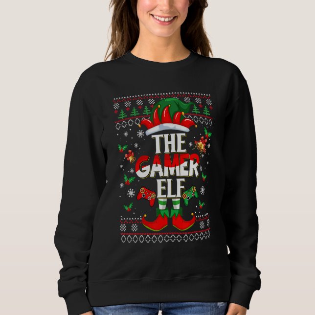 Camiseta The Gamer ELF Christmas Family Squad Matching Men  (Frente)