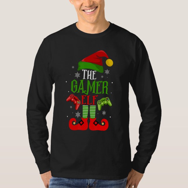 Camiseta The Gamer Elf Family Matching Christmas Pajama Hap (Frente)
