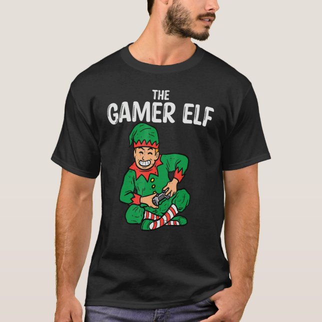Camiseta The Gamer Elf Xmas Boys Christmas Gaming Men Kids (Frente)