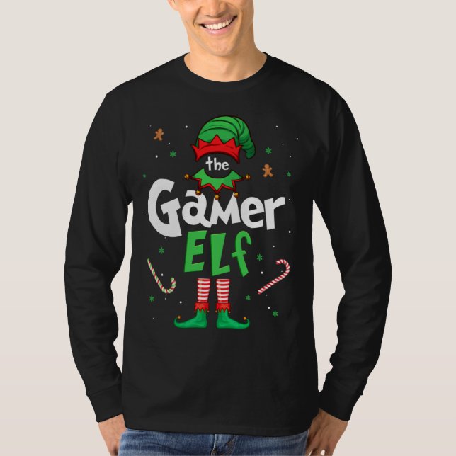 Camiseta The Gamer Elf  Xmas Matching Christmas For Family (Frente)
