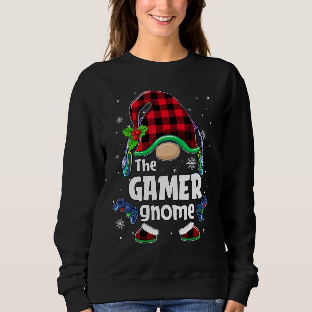 Camiseta The Gamer Gnome Buffalo Plaid Christmas Matching F (Frente)