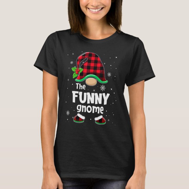Camiseta The  Gnome Buffalo Plaid Christmas Matching Family (Frente)