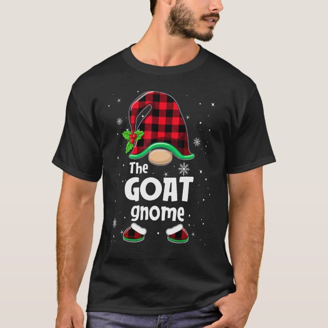 Camiseta The Goat Gnome Buffalo Plaid Christmas Matching Fa (Frente)