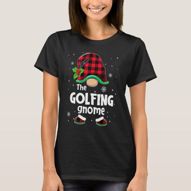 Camiseta The Golfing Gnome Buffalo Plaid Christmas Matching (Frente)
