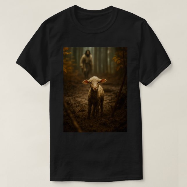 Camiseta The Good Shepherd and the Lost Lamb – Jesus & Lamb (Frente do Design)