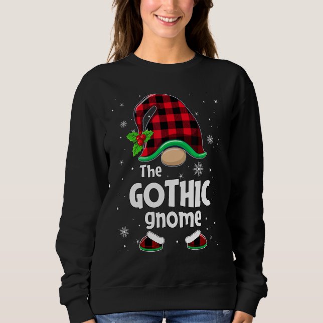 Camiseta The Gothic Gnome Buffalo Plaid Christmas Matching  (Frente)