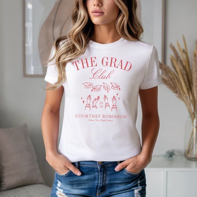 Camiseta The Grad Club Modern Red Graduation (Criador carregado)