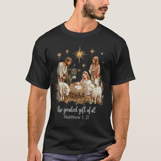 Camiseta The Greatest For All Christmas Nativity Jesus Chri (Frente)