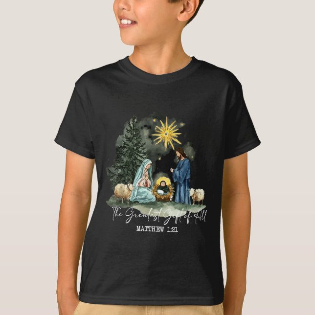 Camiseta The Greatest Gift Of All Christmas Xmas Nativity B (Frente)