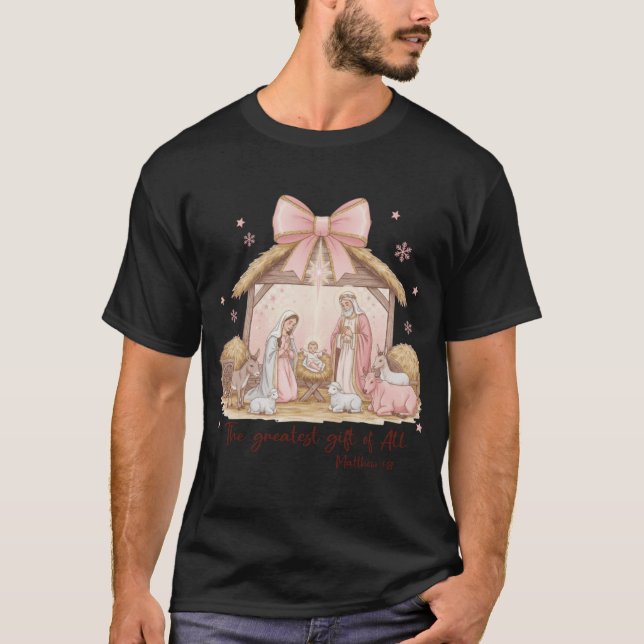 Camiseta The Greatest Gift of All Nativity Scene Christmas  (Frente)