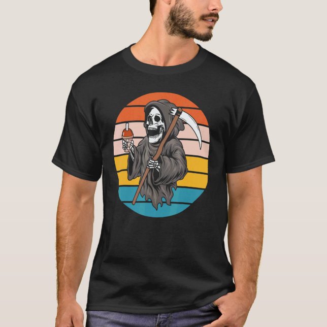 Camiseta The Grim Reaper Skeleton Skull Death Scythe Grunge (Frente)