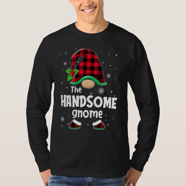 Camiseta The Handsome Gnome Buffalo Plaid Christmas Matchin (Frente)
