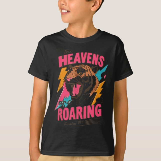 Camiseta The Heavens Are Roaring Psalm 19_1, Retro Tiger Gr (Frente)