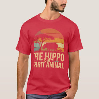 Camiseta The Hippo Is My Spirit Animal Retro Sunset vintage