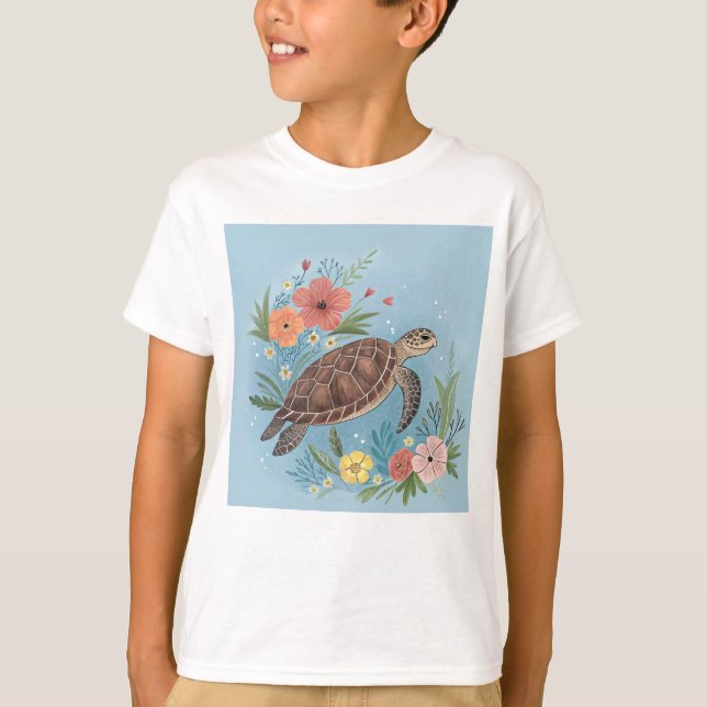 Camiseta The illustration of a sea turtle (Frente)