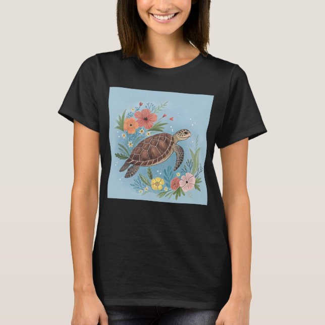 Camiseta The illustration of a sea turtle (Frente)