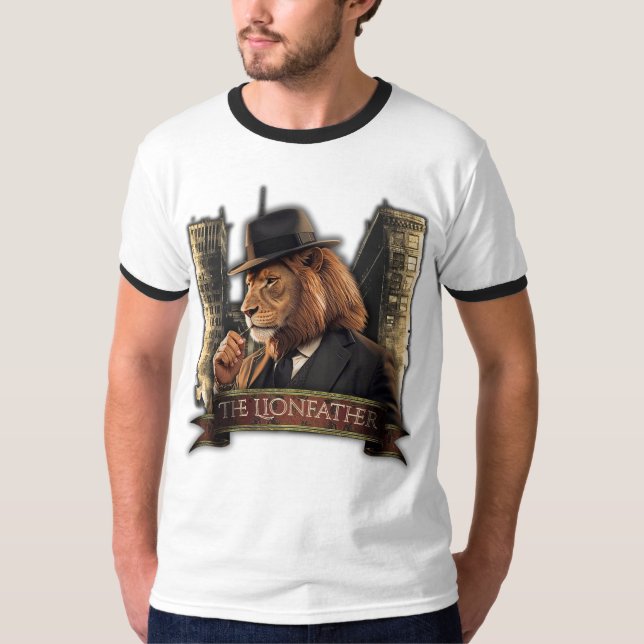 Camiseta The Lionfather – Mafia Style Lion in Suit (Frente)