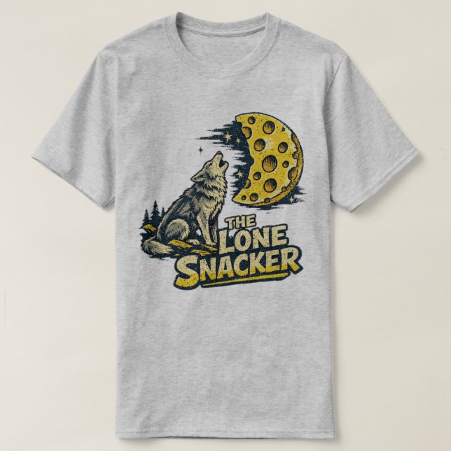 Camiseta The Lone Snacker Funny Howling Fox Moon Graphic (Frente do Design)